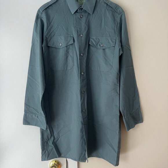 Vintage Lutteurs Long Military Workwear Shirt Size 40/62 Swiss Army Minimalist - Picture 7 of 12